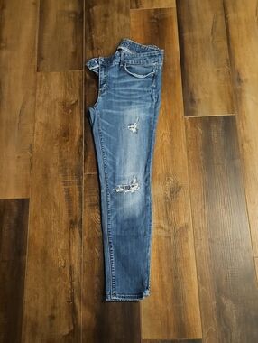 White House Black Market Distressed Blue Skinny Jeans